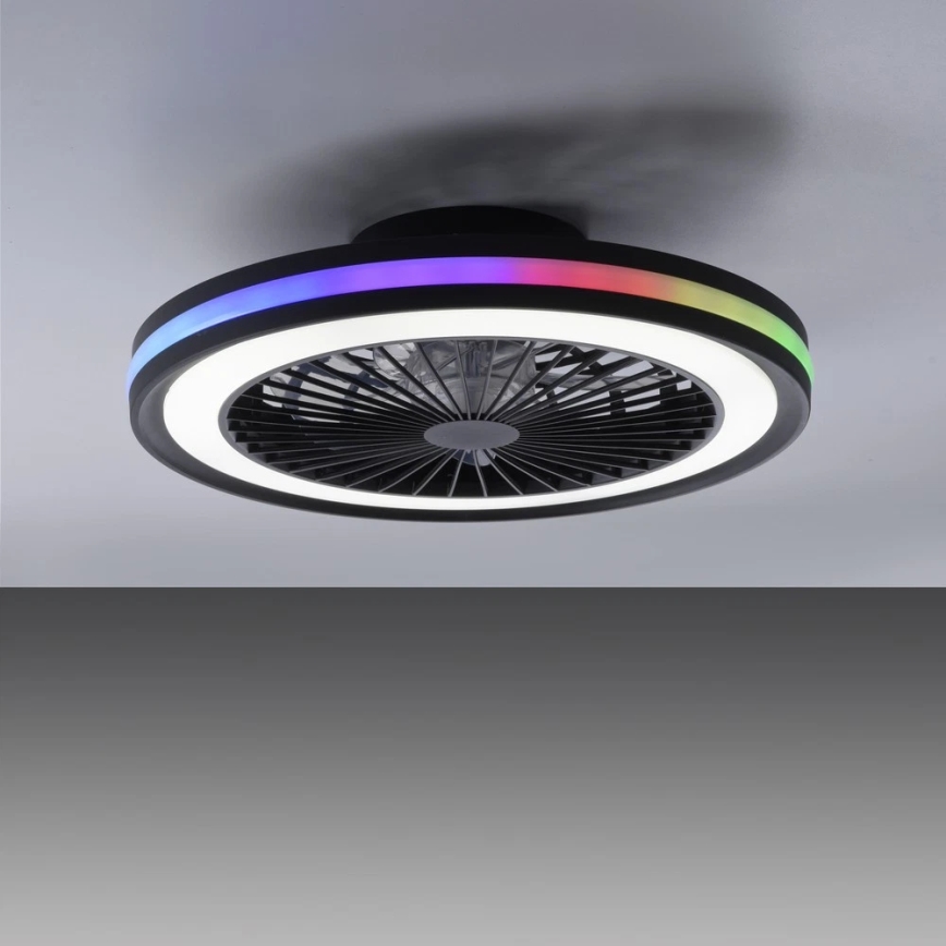 JUST LIGHT. 14649-18 - LED RGBW dimbare plafondventilator met licht BRANDON LED/36W/230V 2700-5000K Ø 46,5 cm zwart + afstandsbediening