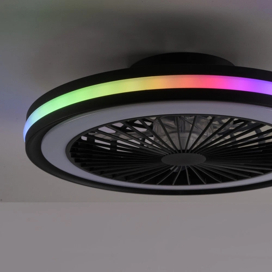JUST LIGHT. 14649-18 - LED RGBW dimbare plafondventilator met licht BRANDON LED/36W/230V 2700-5000K Ø 46,5 cm zwart + afstandsbediening