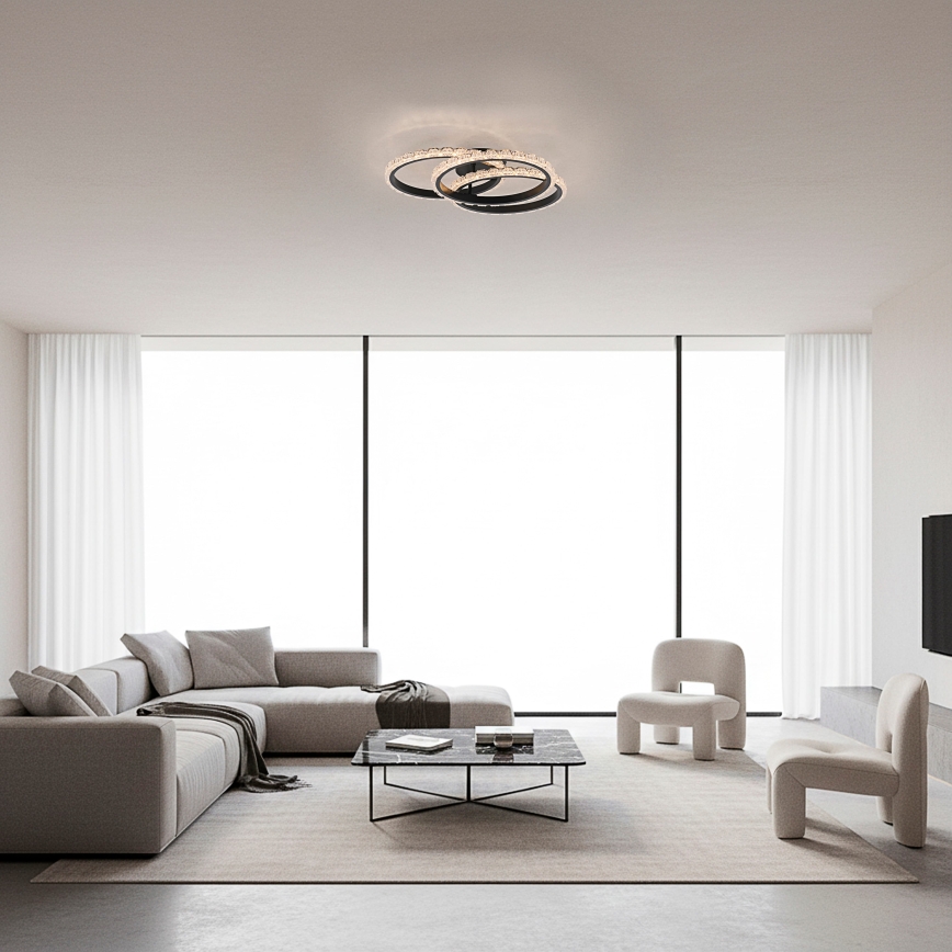 JUST LIGHT. 14734-18 - LED plafondlamp GLITRA LED/37W/230V Ø 50 cm zwart