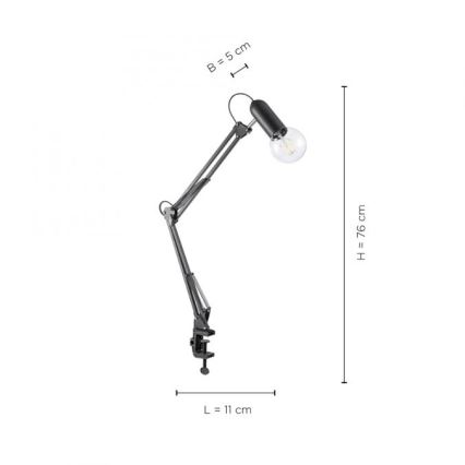 JUST LIGHT. 14773-18 - Tafellamp met klem TURN ME 1xE27/60W/230V zwart