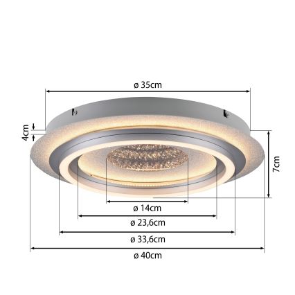 JUST LIGHT. 15089-21 - LED plafondlamp CICHIO LED/36W/230V Ø 40 cm mat chroom