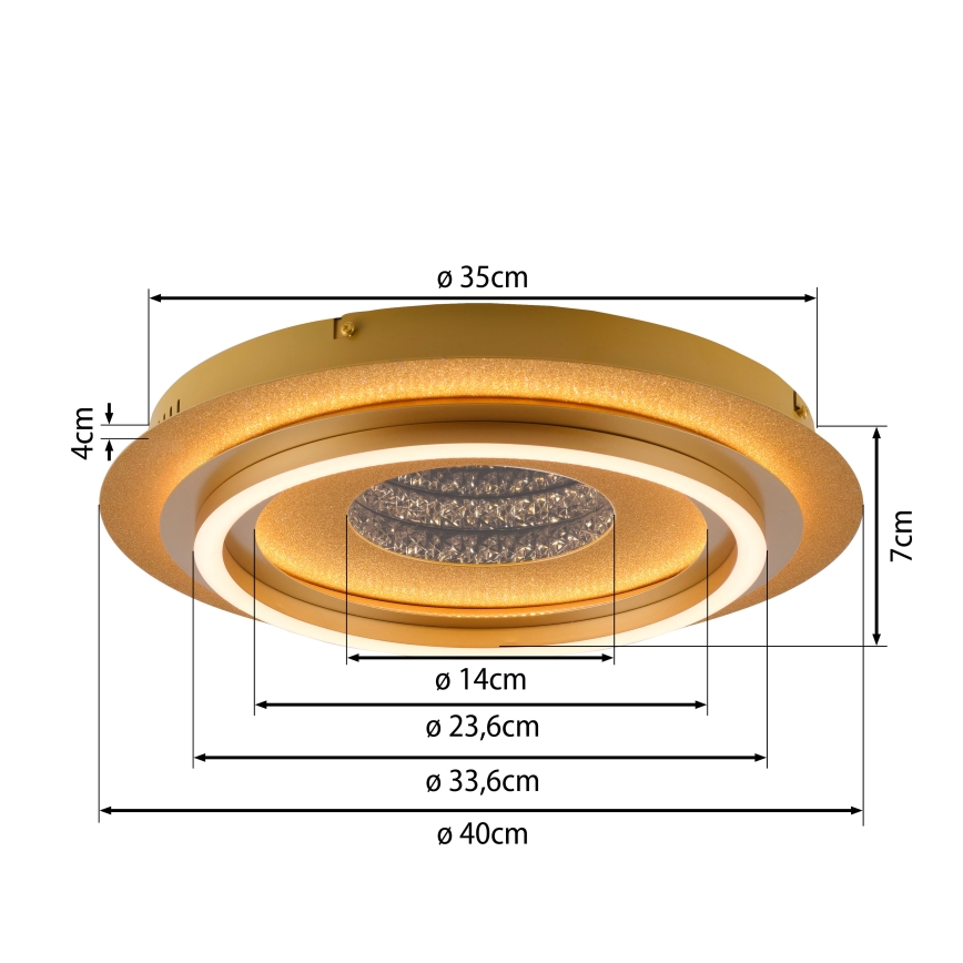 JUST LIGHT. 15089-60 - LED plafondlamp CICHIO LED/36W/230V Ø 40 cm goudkleurig