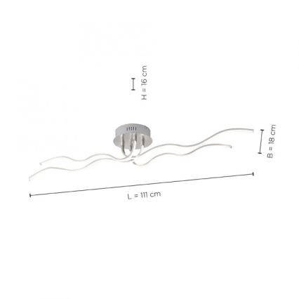 JUST LIGHT. 15126-55 - LED Bevestigde Hanglamp WAVE LED/29,4W/230V mat chroom