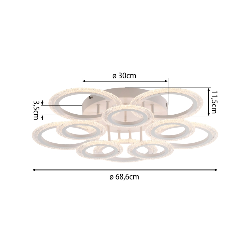 JUST LIGHT. 15268-16 - LED Plafondlamp CRYSTALLO LED/48,5W/230V Ø 68,6 cm wit