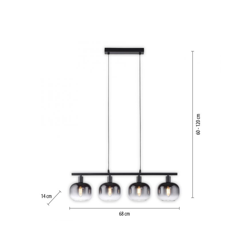 JUST LIGHT. 15421-18 - Hanglamp aan een koord ZEA 4xE14/25W/230V zwart