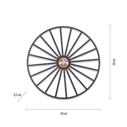 JUST LIGHT. 15636-18 - Plafondlamp SPIKE 1xE27/40W/230V diameter 50 cm zwart