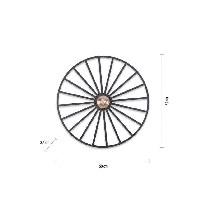 JUST LIGHT. 15636-18 - Plafondlamp SPIKE 1xE27/40W/230V diameter 50 cm zwart