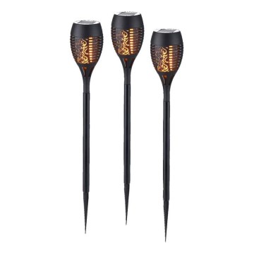 JUST LIGHT. 19106-18-3 - SET 3x LED Solar lamp FACKEL LED/0,24W/3,7V IP44 zwart
