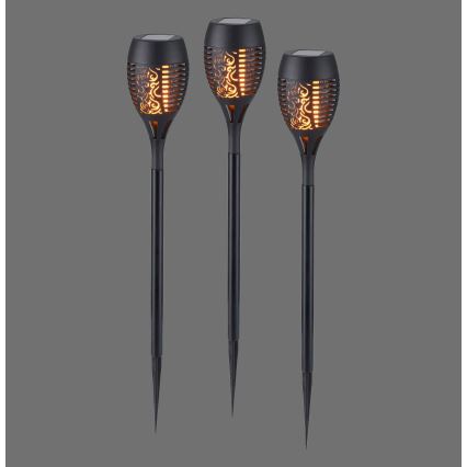 JUST LIGHT. 19106-18-3 - SET 3x LED Solar lamp FACKEL LED/0,24W/3,7V IP44 zwart
