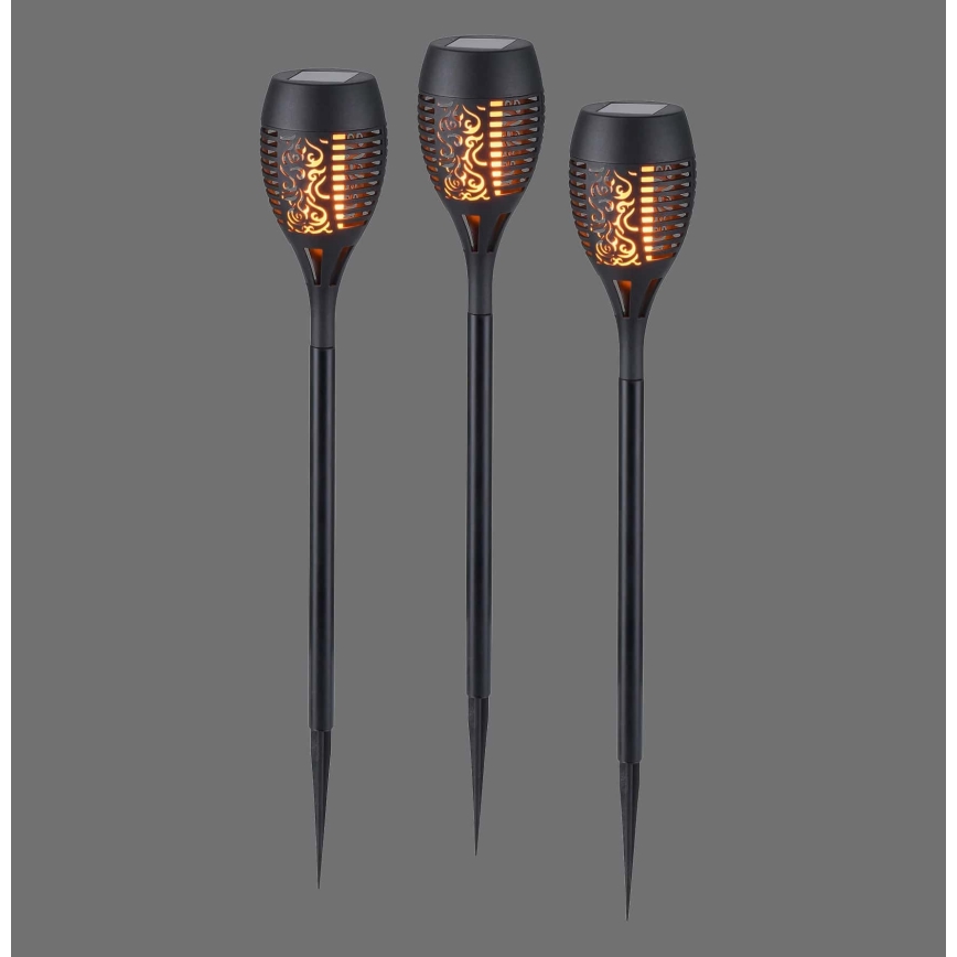 JUST LIGHT. 19106-18-3 - SET 3x LED Solar lamp FACKEL LED/0,24W/3,7V IP44 zwart
