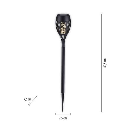 JUST LIGHT. 19106-18-3 - SET 3x LED Solar lamp FACKEL LED/0,24W/3,7V IP44 zwart