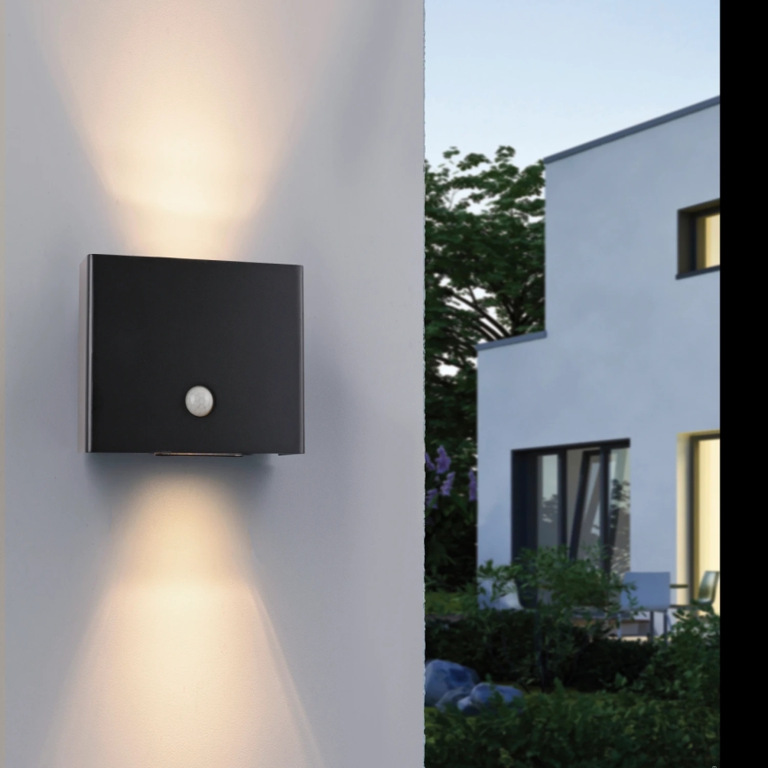 JUST LIGHT. 19471-18 - LED Wandlamp voor buiten met sensor AMIN 2xLED/1,25W/3,7V 4400mAh IP44 zwart