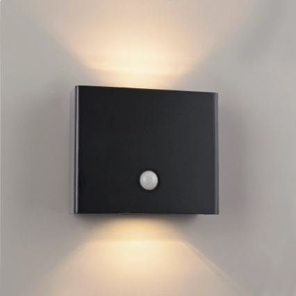 JUST LIGHT. 19471-18 - LED Wandlamp voor buiten met sensor AMIN 2xLED/1,25W/3,7V 4400mAh IP44 zwart