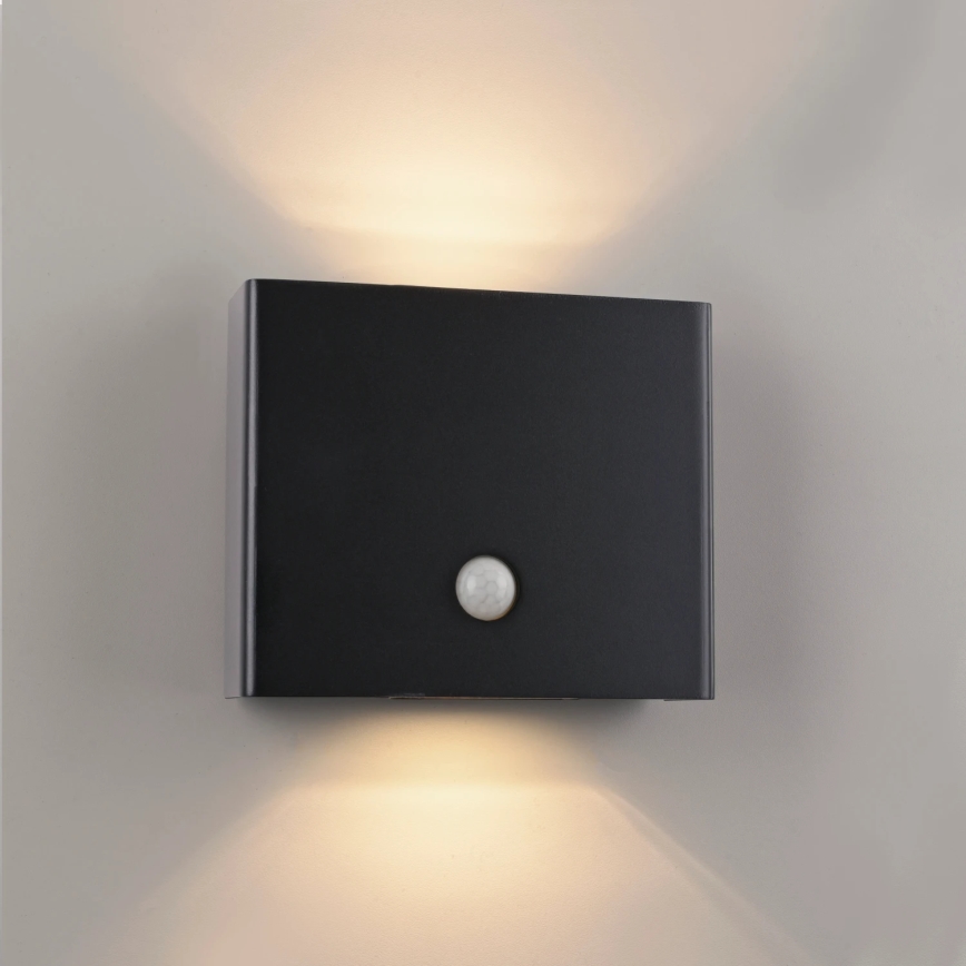 JUST LIGHT. 19471-18 - LED Wandlamp voor buiten met sensor AMIN 2xLED/1,25W/3,7V 4400mAh IP44 zwart