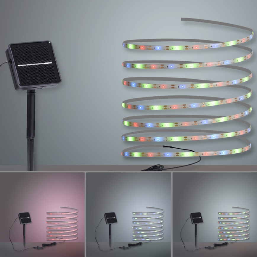 JUST LIGHT. 19971-18 - LED RGB-zonnestrip TEANIA LED/3,7V 5 m 1200 mAh IP44 zwart