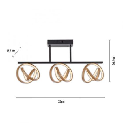 JUST LIGHT. 6245-18 - Dimbare LED bevestigde hanglamp LOOP 3xLED/11W/230V 2700-5000K + afstandsbediening