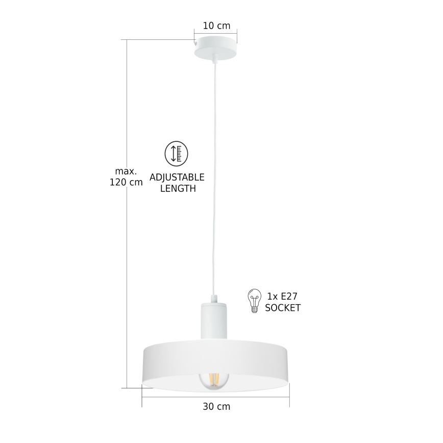 Kabelhanglamp ARCANE 1xE27/60W/230V, wit