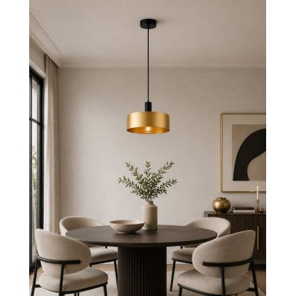 Kabelhanglamp HAKI 1xE27/60W/230V goud/zwart