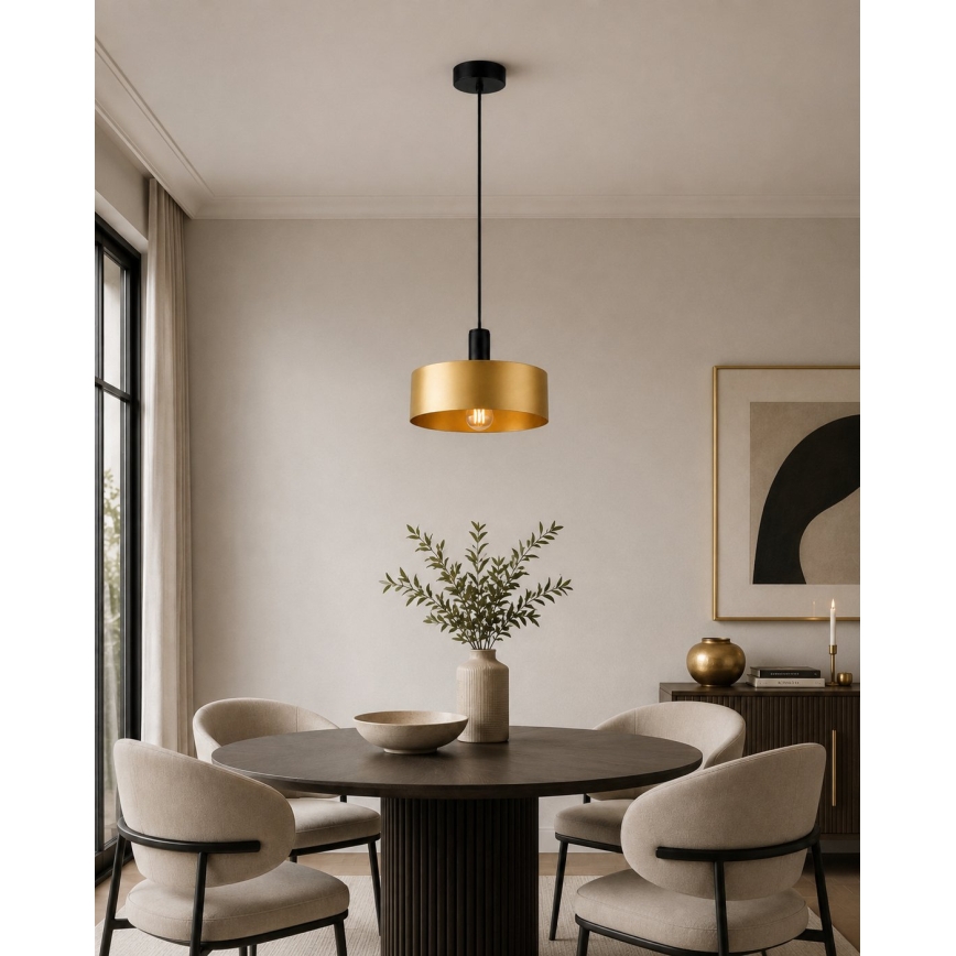 Kabelhanglamp HAKI 1xE27/60W/230V goud/zwart