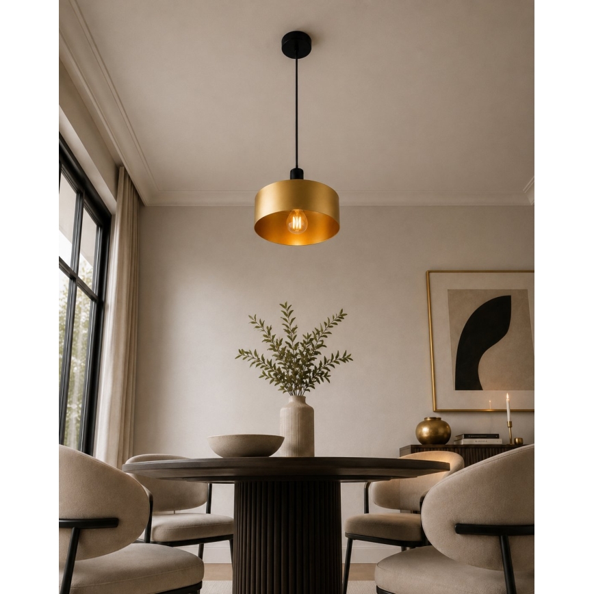 Kabelhanglamp HAKI 1xE27/60W/230V goud/zwart