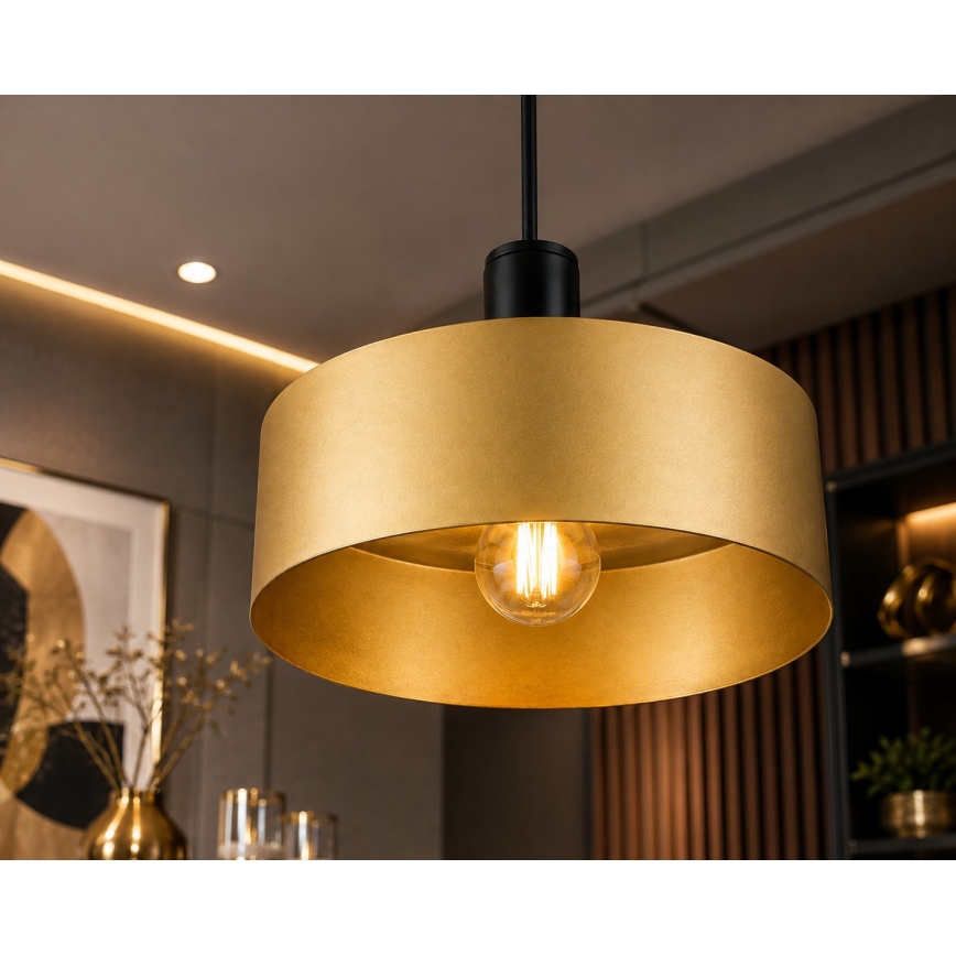 Kabelhanglamp HAKI 1xE27/60W/230V goud/zwart