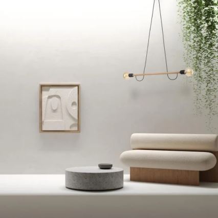 Kabelhanglamp HELIX 2xE27/15W/230V zwart/beige