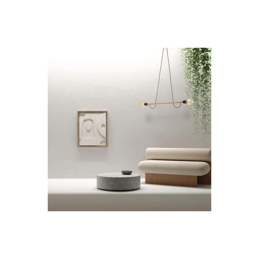 Kabelhanglamp HELIX 2xE27/15W/230V zwart/beige