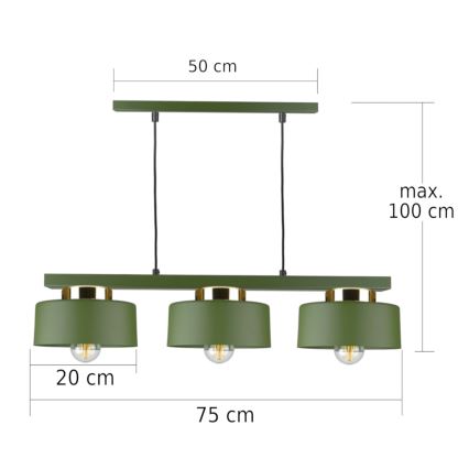 Kabelhanglamp IGNIA 3xE27/60W/230V groen