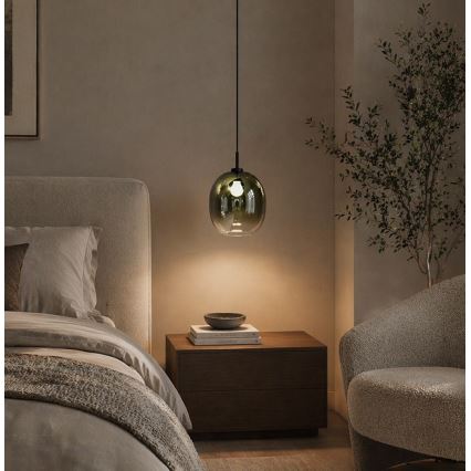 Kabelhanglamp MIRROR 1xE27/14W/230V rookgroen