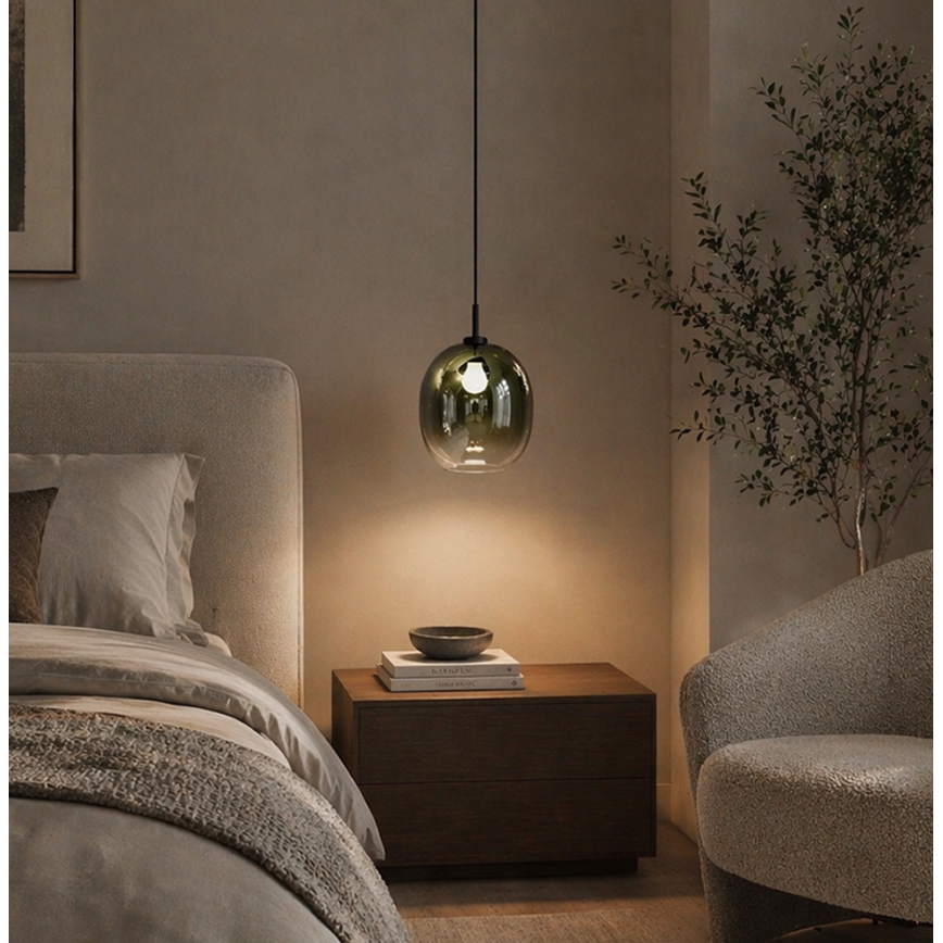 Kabelhanglamp MIRROR 1xE27/14W/230V rookgroen