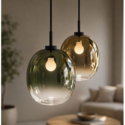 Kabelhanglamp MIRROR 1xE27/14W/230V rookgroen