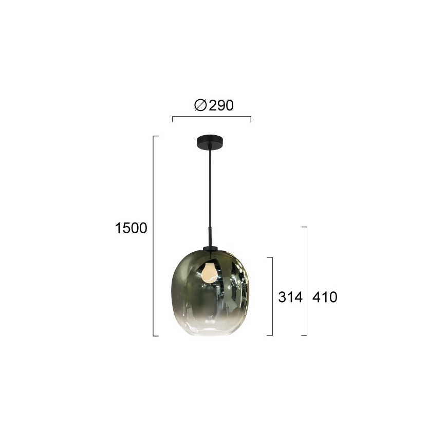 Kabelhanglamp MIRROR 1xE27/14W/230V rookgroen