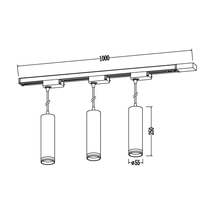 Kabelhanglamp voor het PIPE-railsysteem 3xGU10/10W/230V, wit