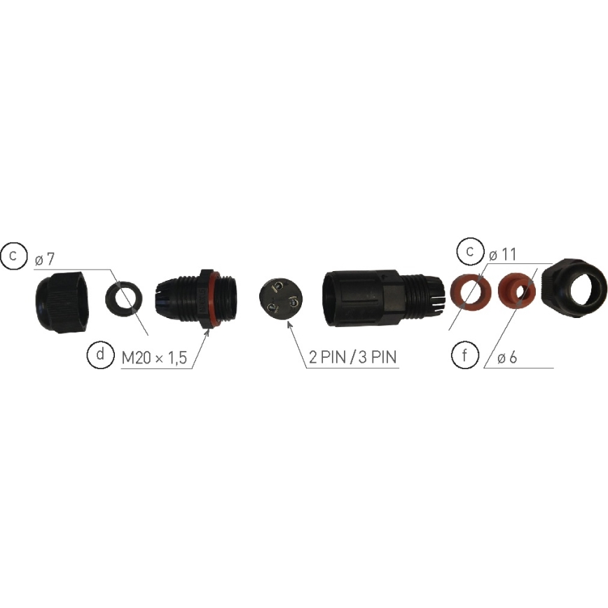Kabelkoppeling CSJ 250V/250A IP68 2x1,5 mm²