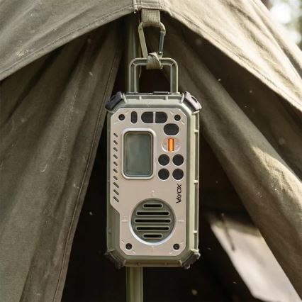 Kampeerradio met handdynamo, zonnepaneel en LED-zaklamp met powerbankfunctie 5V/3xAAA/2000 mAh IPX4 groen