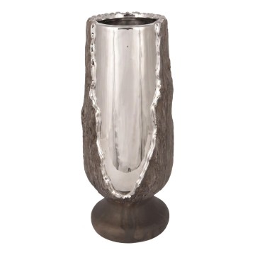 Kandelaar 25 x 11 cm, zilver/bruin