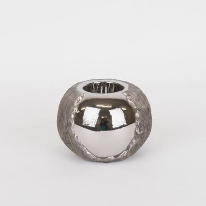 Kandelaar 7,5x10,5 cm zilver/bruin