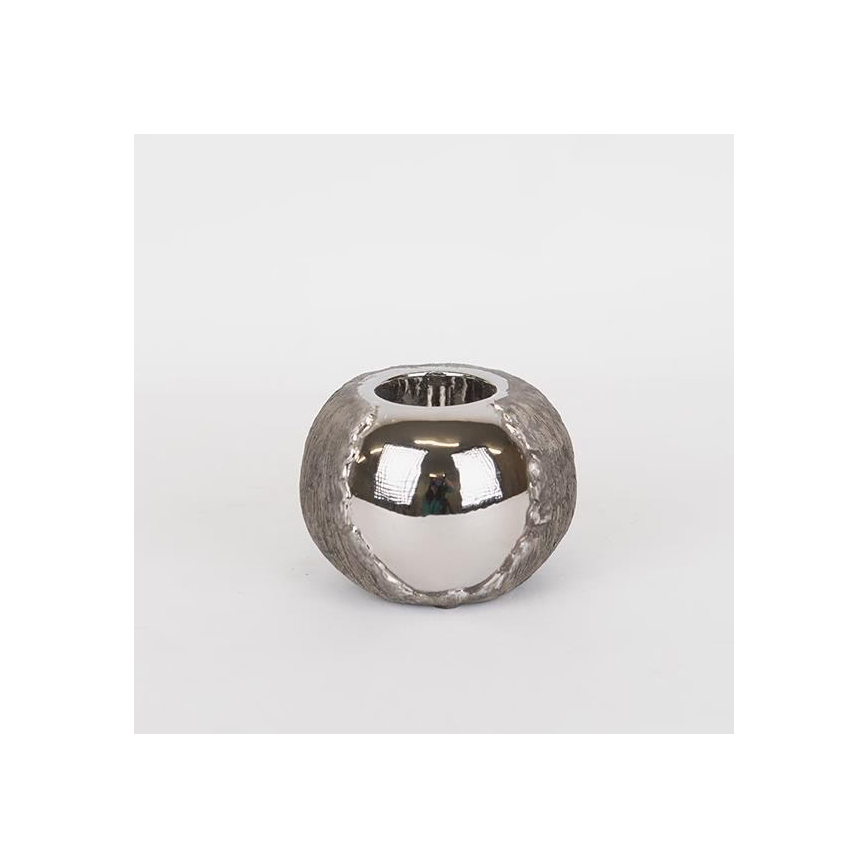 Kandelaar 7,5x10,5 cm zilver/bruin