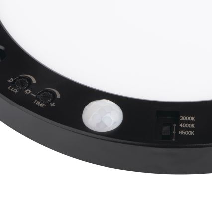 LED Plafond/Hangende plafondverlichting met bewegingssensor 2in1 ERGA LED/17W/230V 3000/4000/6500K zwart