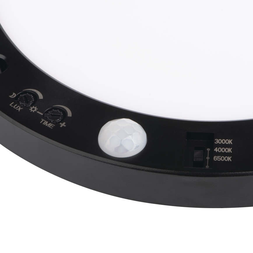 LED Plafond/Hangende plafondverlichting met bewegingssensor 2in1 ERGA LED/17W/230V 3000/4000/6500K zwart
