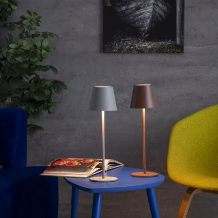 LED Dimbare oplaadbare tafellamp INITA LED/1,2W/1800 mAh IP54 bruin