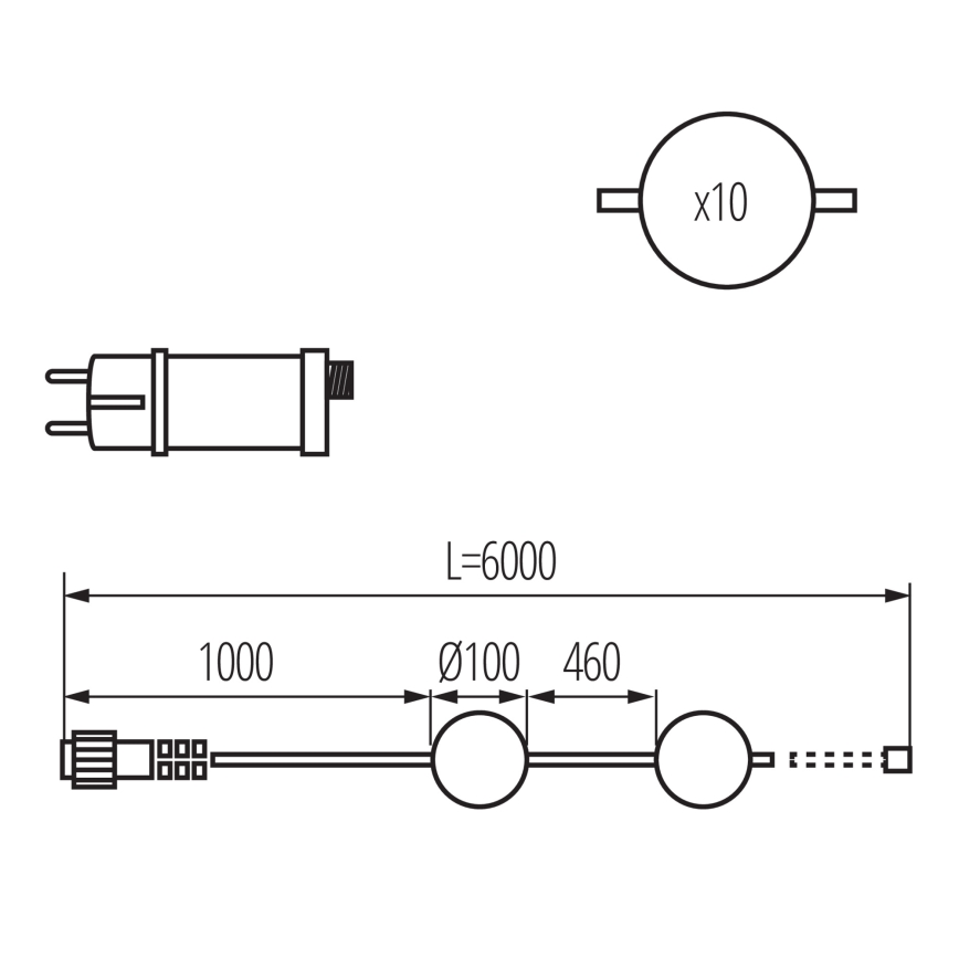 Decoratieve LED Lichtsnoer voor buiten SLINGER STONO 10xLED/10W/230V 6m IP67