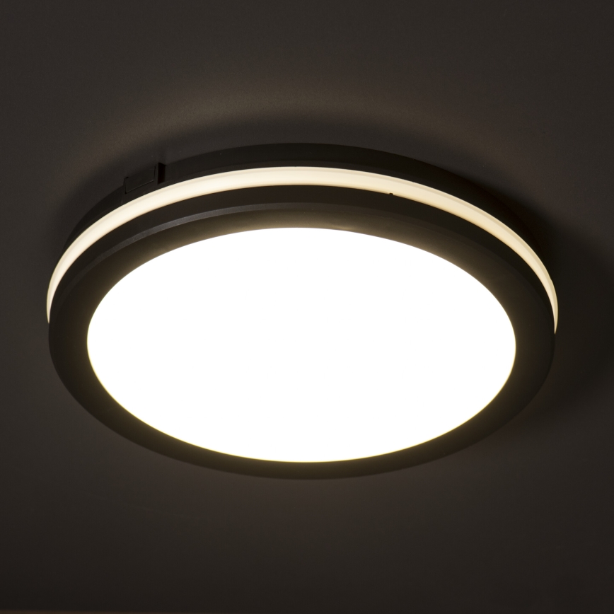LED Plafondlamp voor buiten BENO ECO LED/12W/230V 3000/4000/6500K diameter 20 cm IP65 zwart