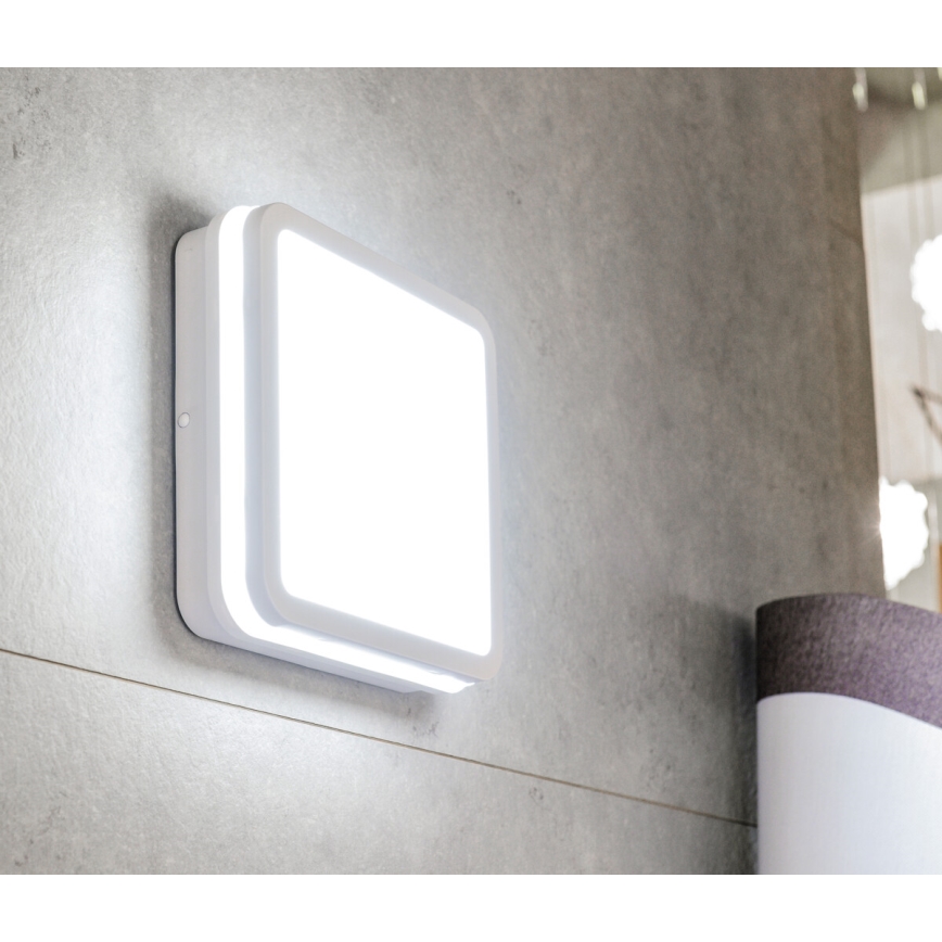 LED Plafondlamp voor buiten met bewegingssensor BENO LED/12/18W/230V 3000/3500/4000K IP65 wit hoekig