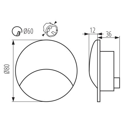 LED trapverlichting EXIN LED/2,5W/230V 3000K IP65 wit rond