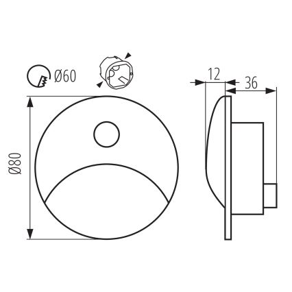 LED trapverlichting met bewegings- en schemersensor EXIN LED/2,5W/230V 3000K IP65 antraciet rond
