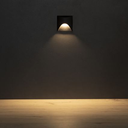 LED-traplamp EXIN LED/2,5W/230V 3000K IP65 zwart vierkant
