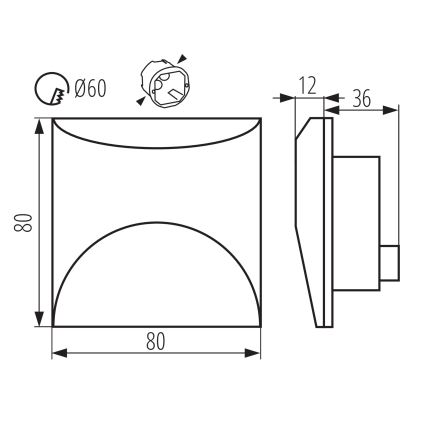 LED-trapverlichting EXIN LED/2,5W/230V 3000K IP65 zwart vierkant