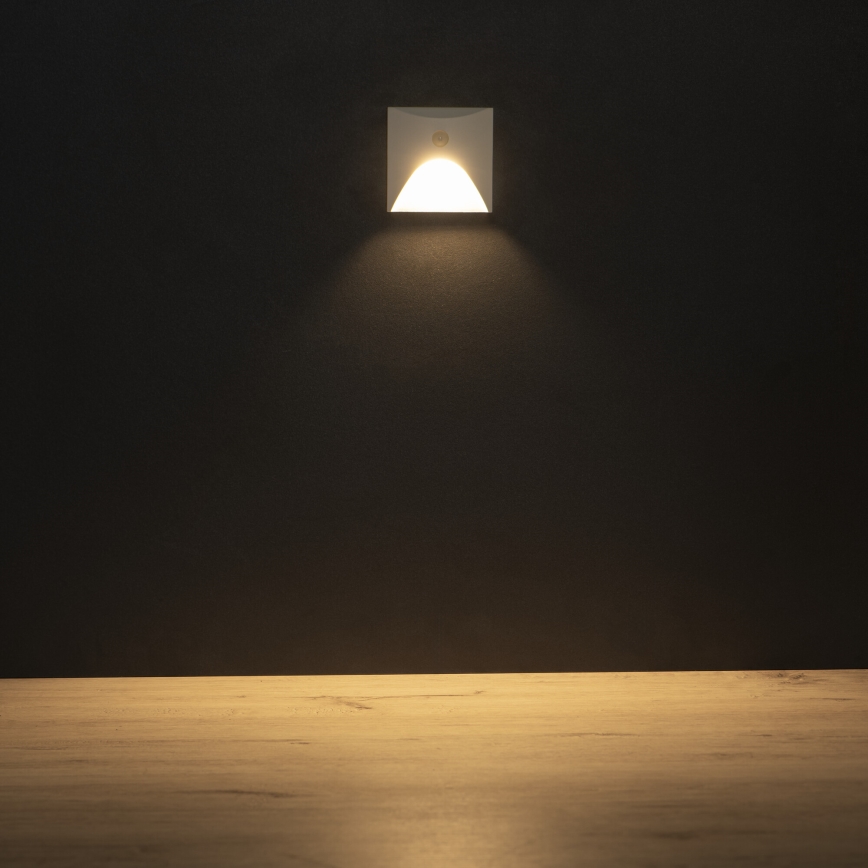 LED-trapverlichting met bewegings- en schemersensor EXIN LED/2,5W/230V 3000K IP65 wit vierkant