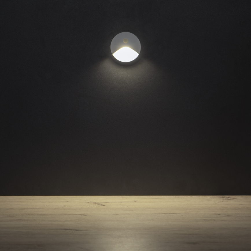 LED-trapverlichting met bewegings- en schemersensor EXIN LED/2,5W/230V 4000K IP65 wit rond